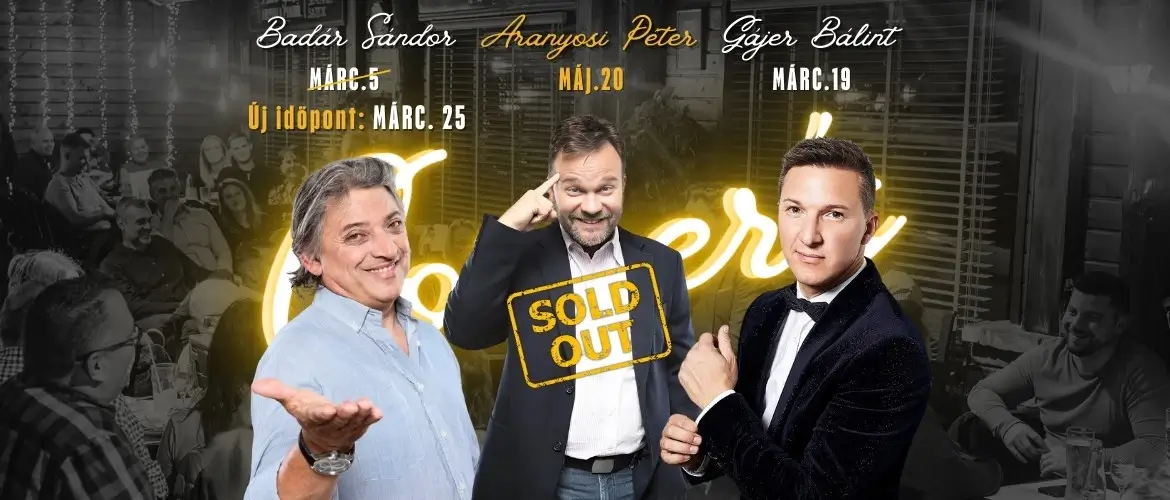 Aranyosi Péter, Badár Sándor, Gájer Bálint szórakoztatják a Corner's Pub Étterem vendégeit.